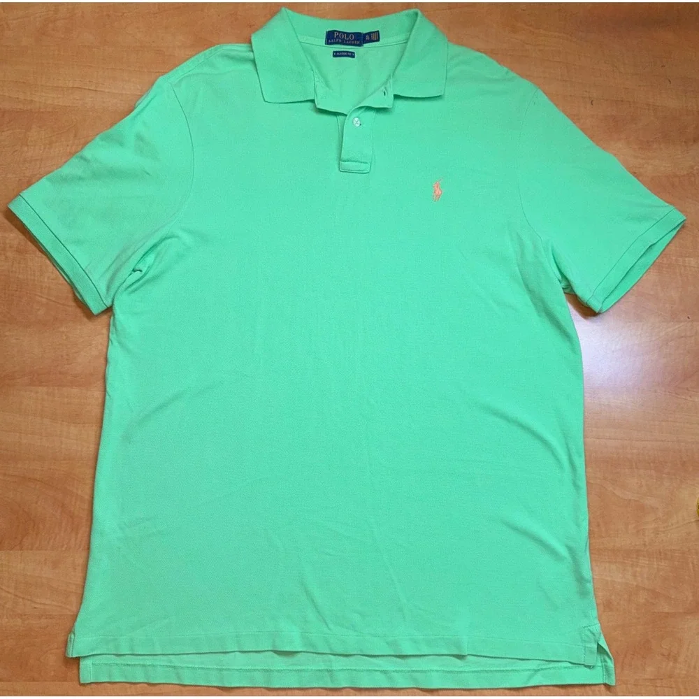 Polo Ralph Lauren Mens XL Classic Fit Mint Green Short Sleeve Pique Polo Shirt